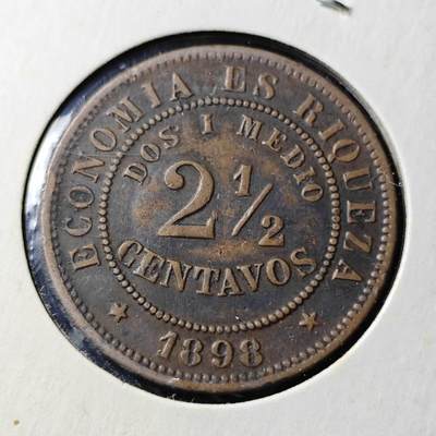 KK钱币收藏小铺  第398期 百期特拍（四拍之二） 2月预留时间 周末发货 -  1898智利2.5分铜币