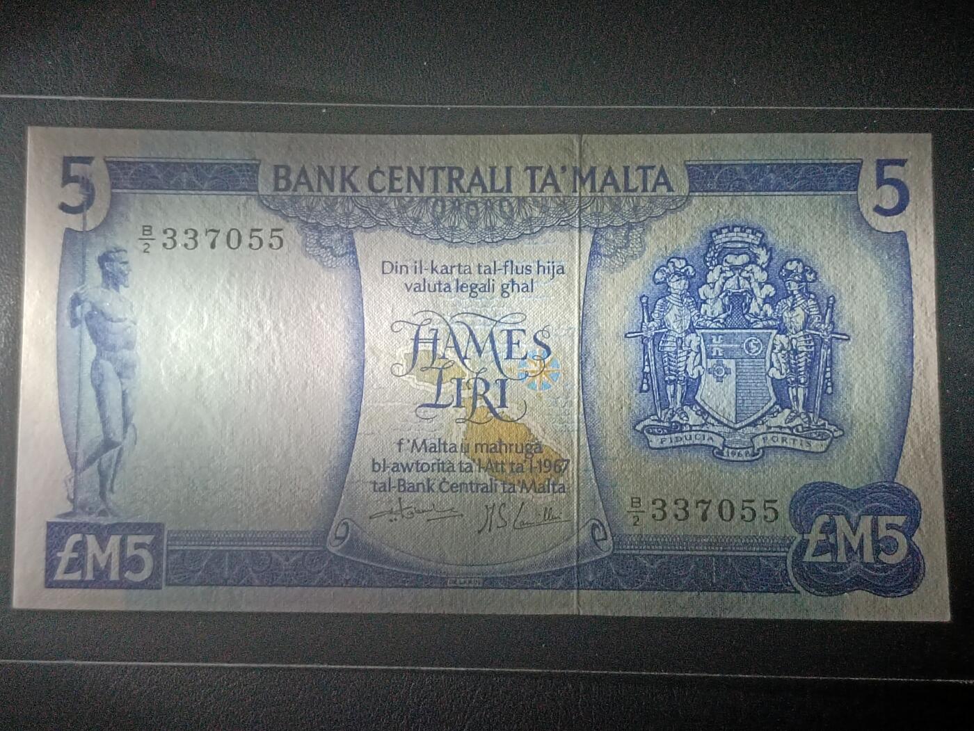 2026二月第一期，总215期 马耳他1973版5里拉UNC-，国徽和彩绘的特色小船