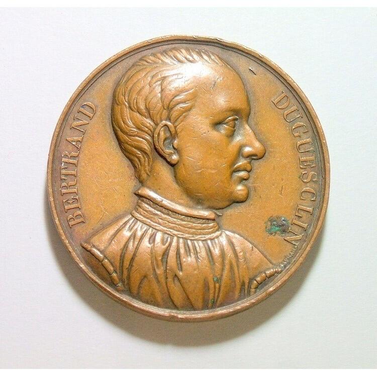 法国1829年 民族英雄盖克兰高浮雕精制大铜章 40MM