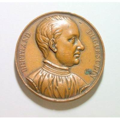 法国1829年 民族英雄盖克兰高浮雕精制大铜章 40MM - 法国1829年 民族英雄盖克兰高浮雕精制大铜章 40MM