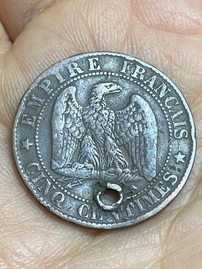 2026年第十六场(总第一百八十五场）外国好品散币场(免佣金) - 打孔–法兰西第二帝国1854年5生丁(拿破仑三世第一版)