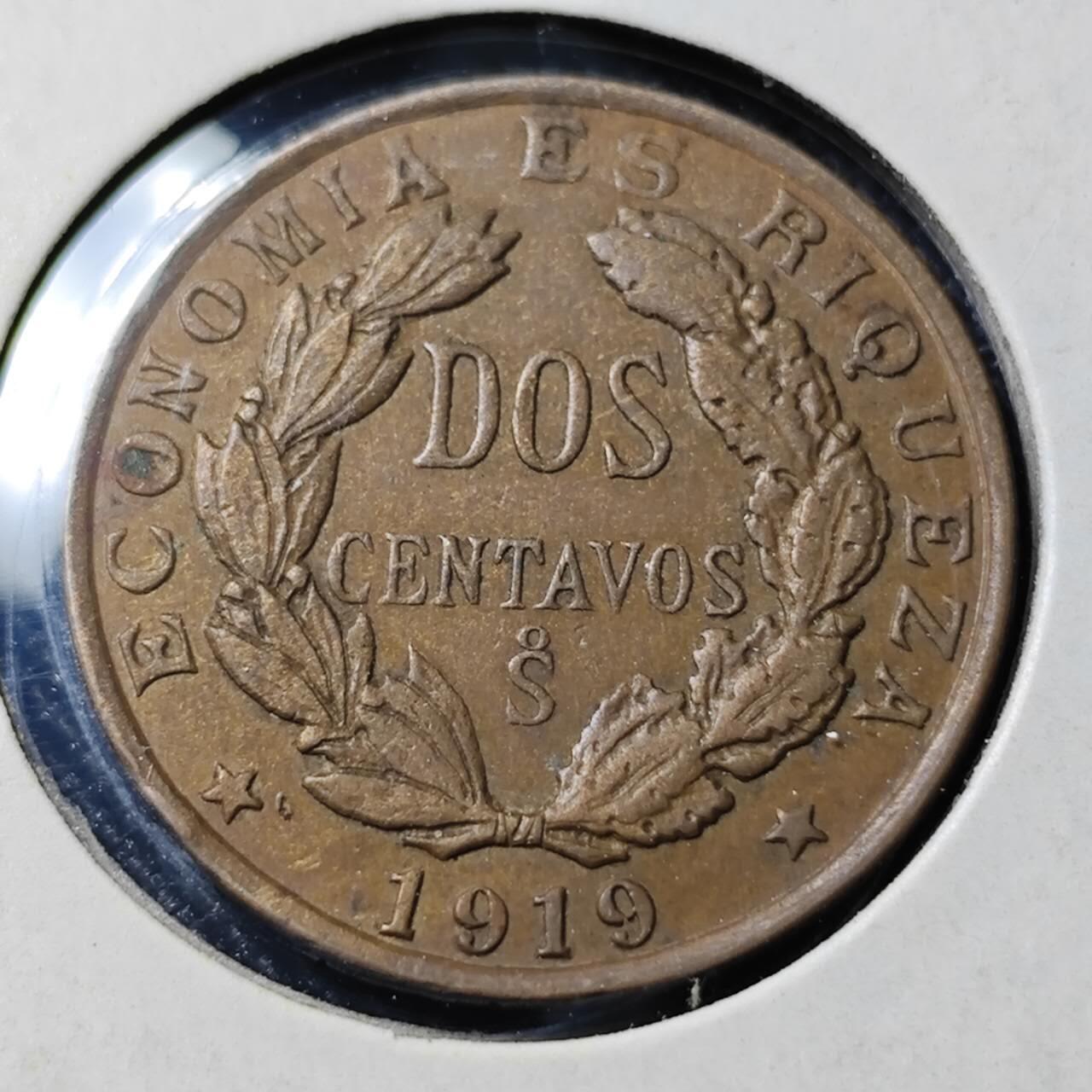 KK钱币收藏小铺  第398期 百期特拍（四拍之二） 2月预留时间 周末发货  1919智利2分铜币 深打状态！