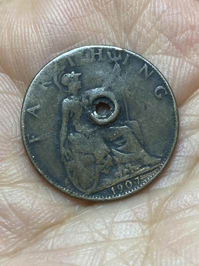 2026年第十六场(总第一百八十五场）外国好品散币场(免佣金) - 打孔–英国🇬🇧1907年1法新(爱德华七世时期)