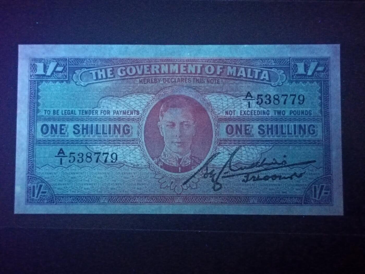 2026二月第一期，总215期 英属马耳他1943版1先令UNC-首冠A/1，乔治六世国王，稀有英属殖民地品种