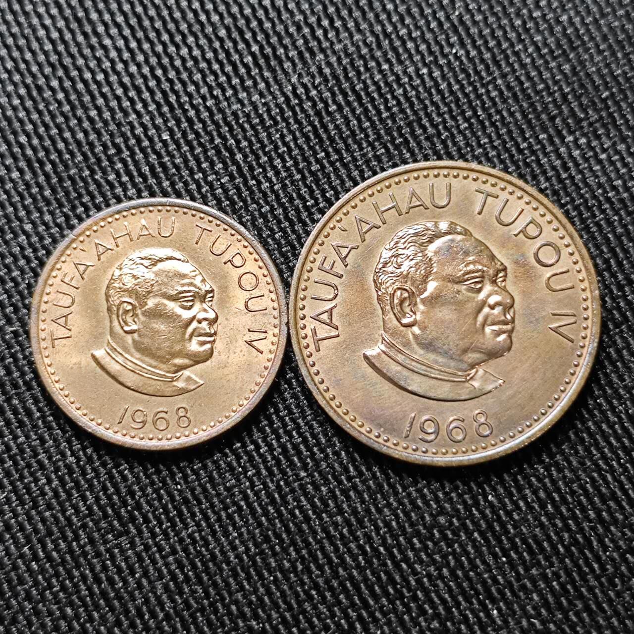 KK钱币收藏小铺  第398期 百期特拍（四拍之二） 2月预留时间 周末发货  1968汤加1/2分铜币一对