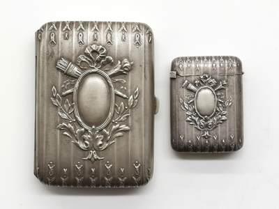 博洋堂世界钱币拍卖第159期（全场包邮） - 外国银质烟盒火柴盒一组，银质，含银量没测过，重78.8g，喜欢不要错过。