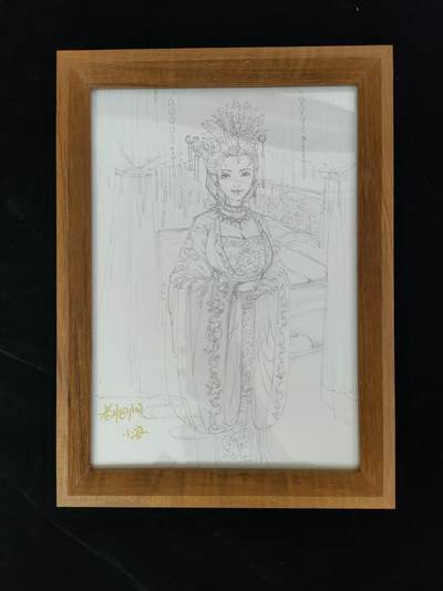 【公益拍卖】小花瓣公益拍卖 拍卖款全部捐给罹患重病卡友 - 【手稿原画】女儿国国王 带框 A4