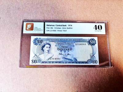 【Blue Auction】世界纸币精拍第781期——18级TOP拍卖/信誉/品质/专业/高效💫 - 巴哈马1974年10元  彩背 火烈鸟 TQG40