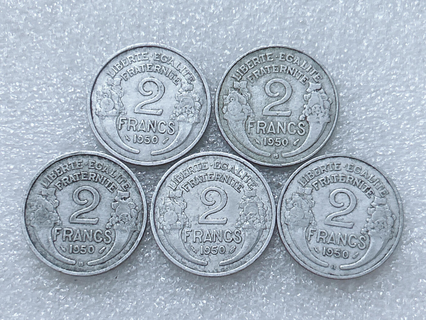 第一海外回流一元起拍收藏 散集专场  第297期 法国1950年2法郎铝币 5枚