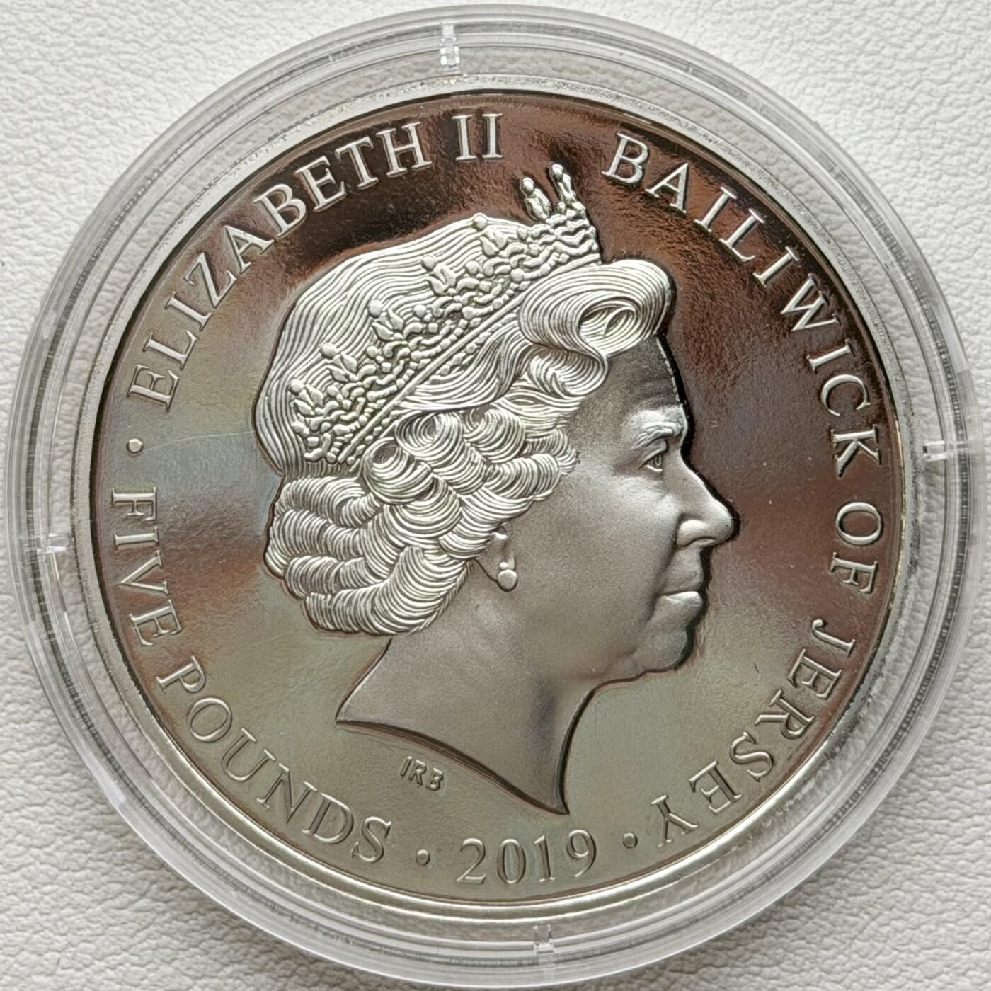 ＜星葵🌻钱币社＞散币克朗场第69期·2月3日发货 泽西岛2019年诺曼底登陆24小时·17点·突袭奥马哈西部阵地5镑克朗型精制纪念币