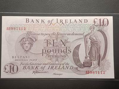 2026二月第一期，总215期 - 爱尔兰银行1984年10镑AUNC，爱尔兰女神和银行大楼与代表性物产