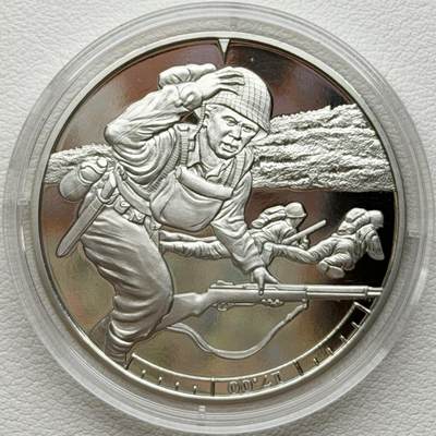 ＜星葵🌻钱币社＞散币克朗场第69期·2月3日发货 - <发行量19995·根西岛和泽西岛联合发行>泽西岛2019年诺曼底登陆24小时·17点·突袭奥马哈西部阵地5镑克朗型精制纪念币