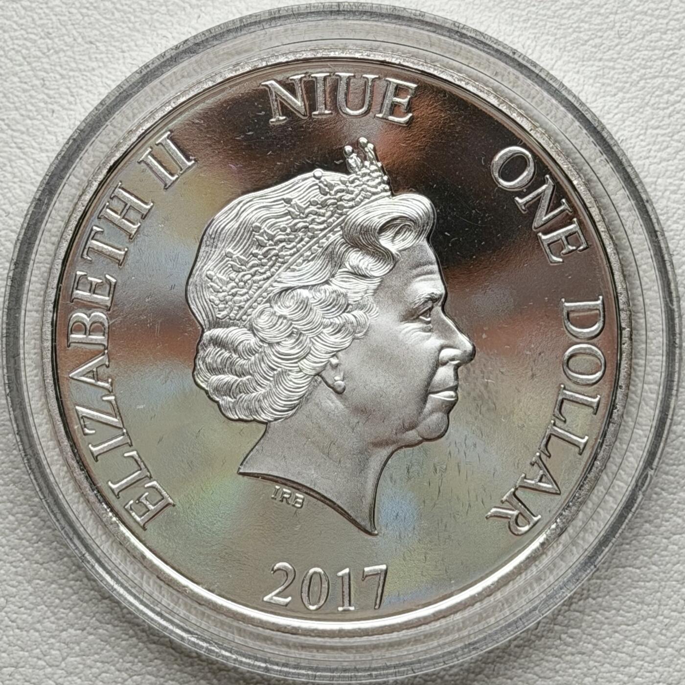 ＜星葵🌻钱币社＞散币克朗场第69期·2月3日发货 纽埃2017年女王加冕65周年1元克朗型镀银纪念币