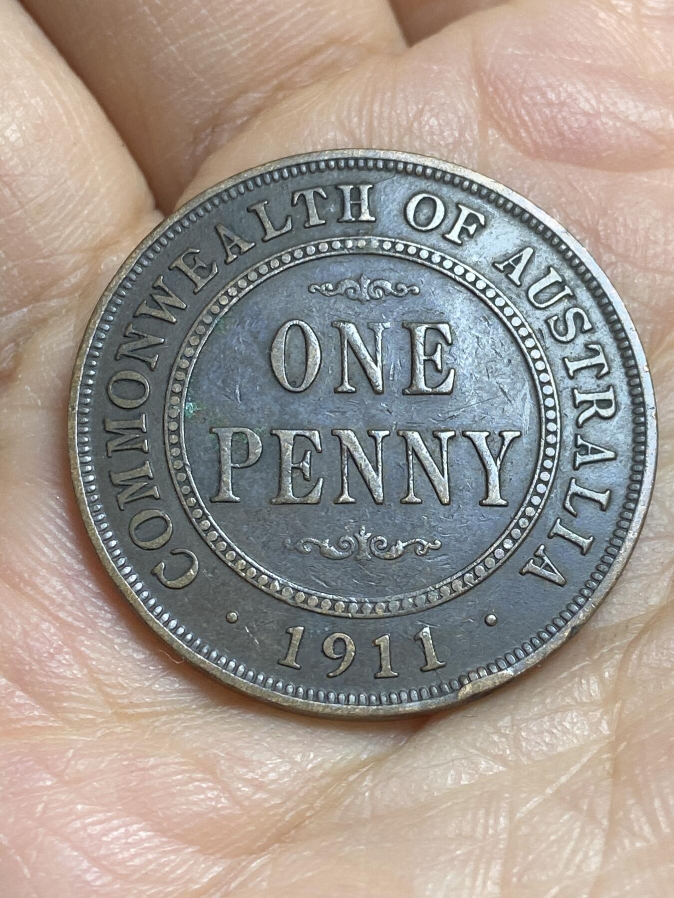 2026年第十六场(总第一百八十五场）外国好品散币场(免佣金) 稀少好品–澳大利亚🇦🇺1911年1便士(乔治五世加冕年，首发年L版伦敦造)