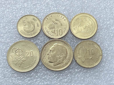 第一海外回流一元起拍收藏 散集专场  第297期 - 摩洛哥黄铜币 6枚