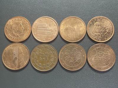 回流0201 - 5欧分不同8枚 卢森堡、意大利、西班牙、法国、荷兰、芬兰、葡萄牙、比利时