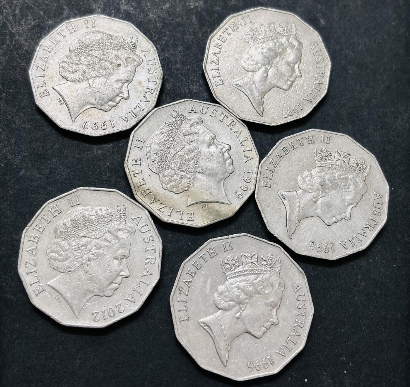 文馨钱币收藏 2026新年第五场（第 291 场）【长期接代拍品】 好品澳大利亚 50 分 6 枚