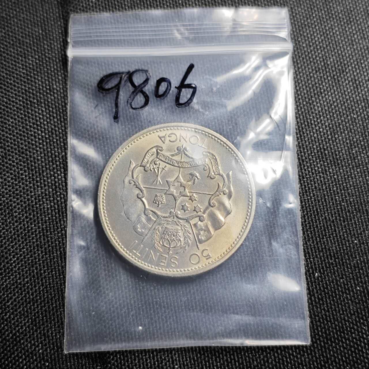 KK钱币收藏小铺  第398期 百期特拍（四拍之二） 2月预留时间 周末发货  1967汤加50分纪念币