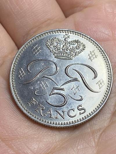 2026年第十六场(总第一百八十五场）外国好品散币场(免佣金) - 原光好品–摩纳哥🇲🇨1974年5法郎(兰尼埃三世第二套第二版，Owl–猫头鹰标)