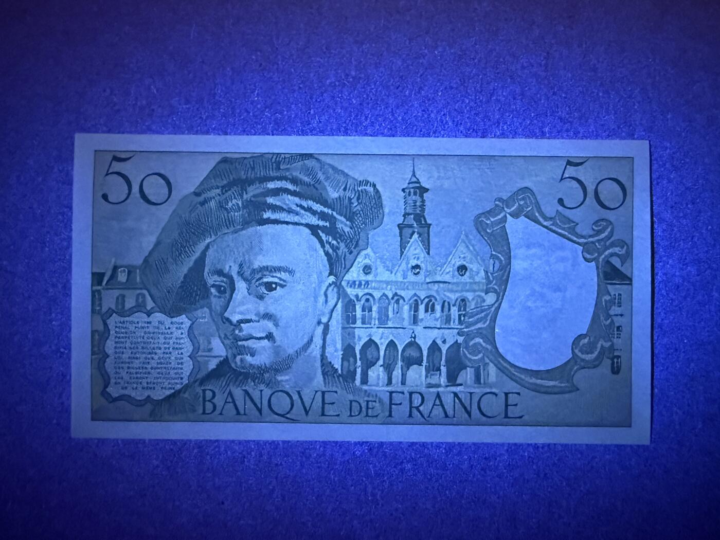 《艾美收藏》第230期-2.1周日外币年前精品场 法国50法郎 UNC 1992年 法国洛可可派画家拉图尔 无4尾8