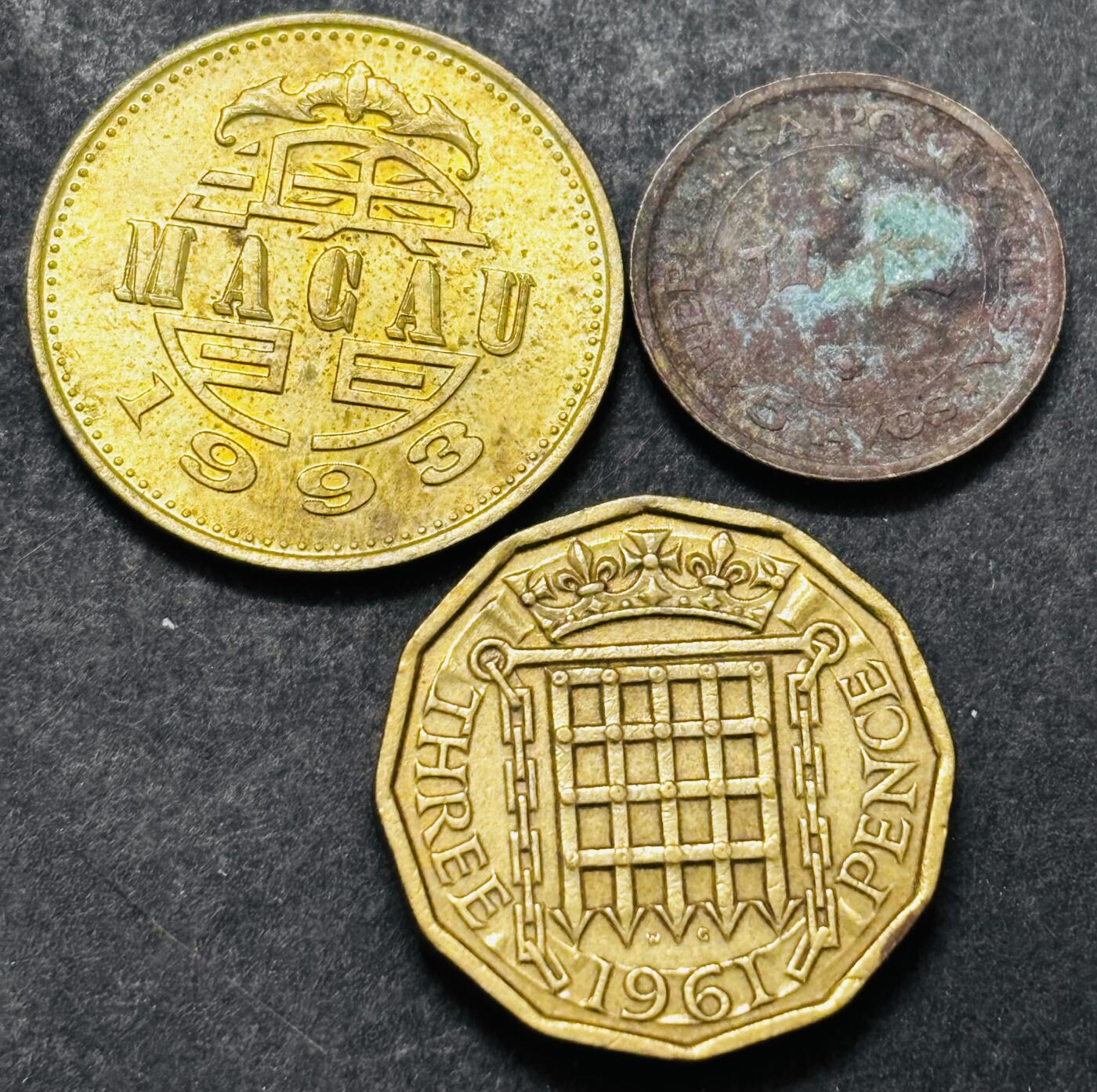 文馨钱币收藏 2026新年第五场（第 291 场）【长期接代拍品】 英国 3 便士，澳门五毫，五仙一组