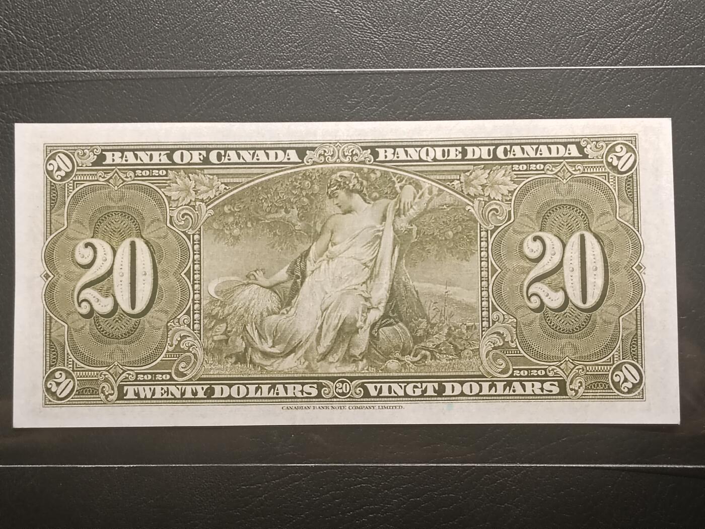 2026二月第一期，总215期 加拿大1937版20元AUNC，乔治六世国王和农神，稀有中高面值品种
