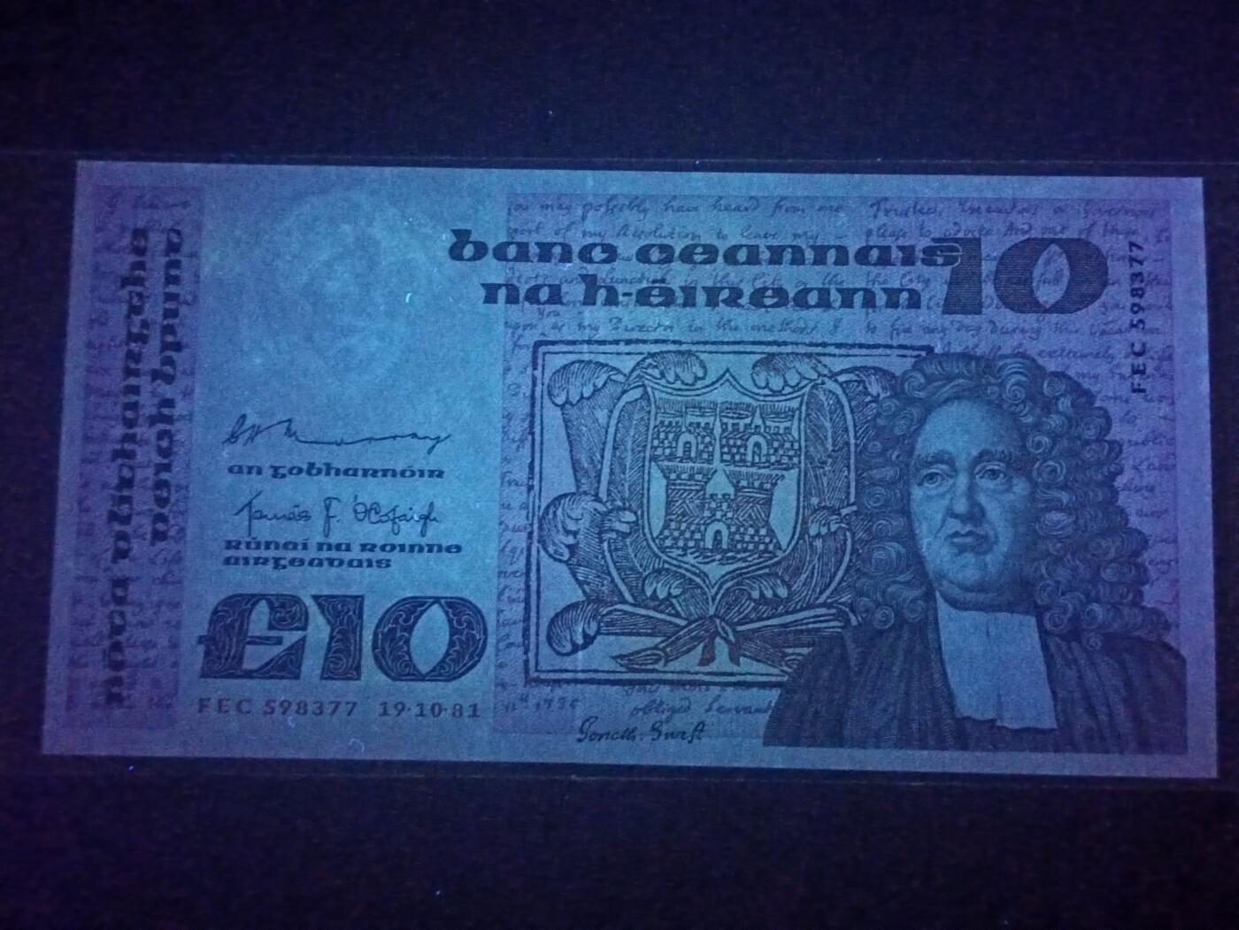 2026二月第一期，总215期 爱尔兰1981年10镑UNC-，作家斯威夫特和他生活年代的都柏林地图