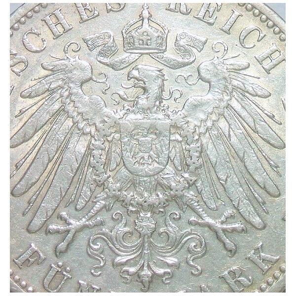 【银】德国巴登1900年 腓特烈一世5马克大银币 极美品