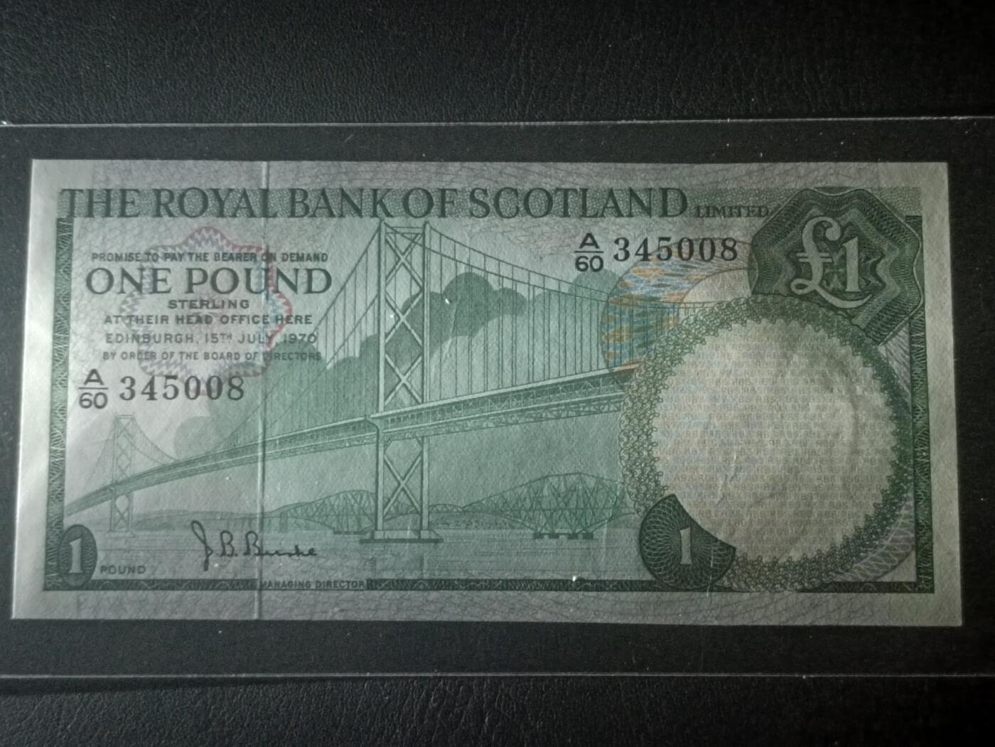 2026二月第一期，总215期 苏格兰皇家银行1970年1镑UNC，第二代福斯桥