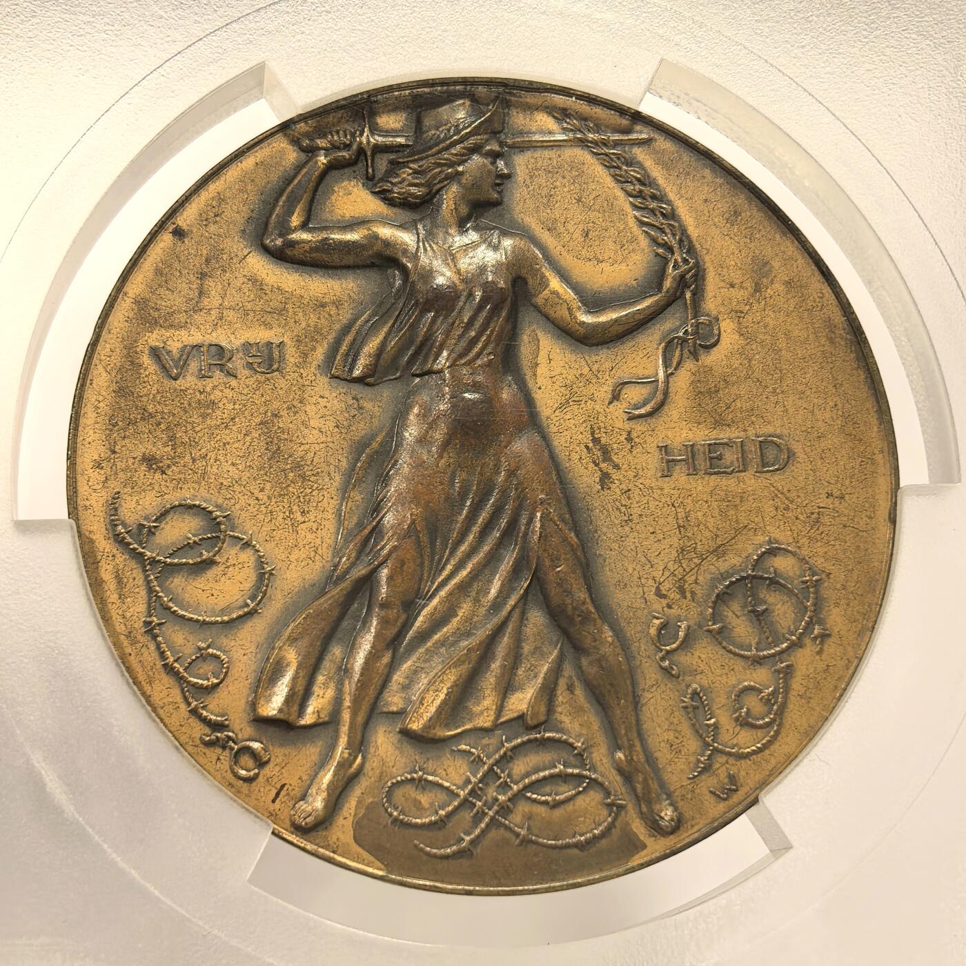博洋堂世界钱币拍卖第159期（全场包邮） PCGS UNC 荷兰1945年解放日纪念大铜章