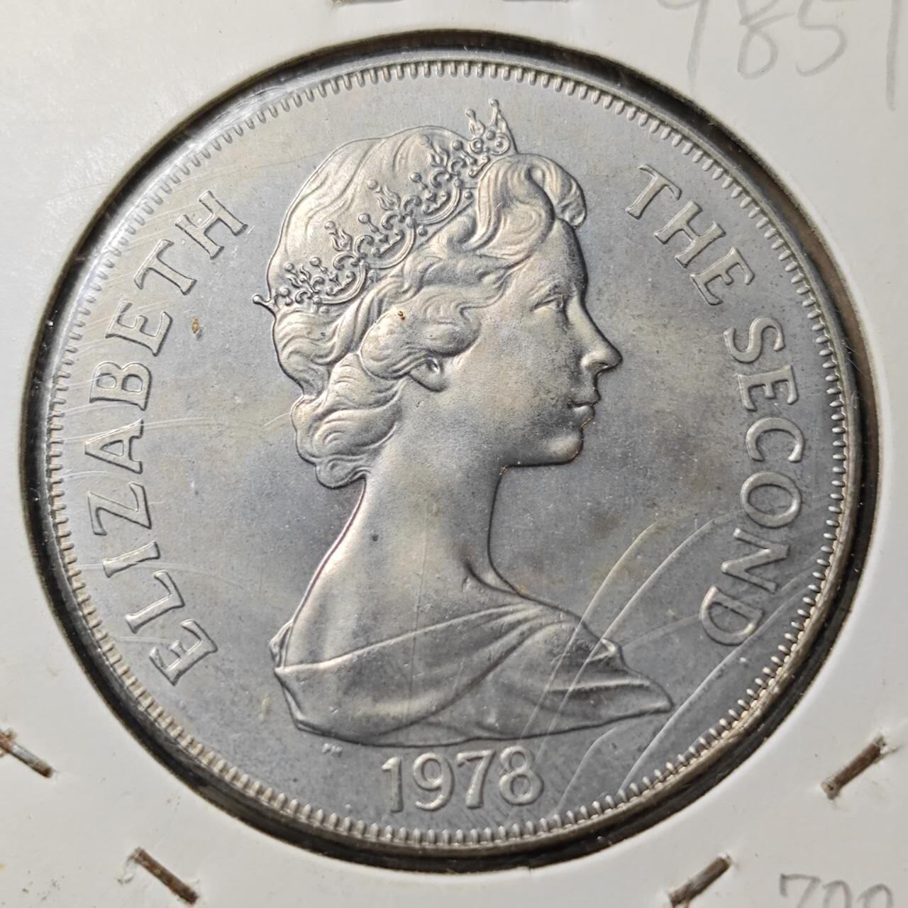 KK钱币收藏小铺  第398期 百期特拍（四拍之二） 2月预留时间 周末发货 特里斯坦达库尼亚1978年女王登基25周年1克朗