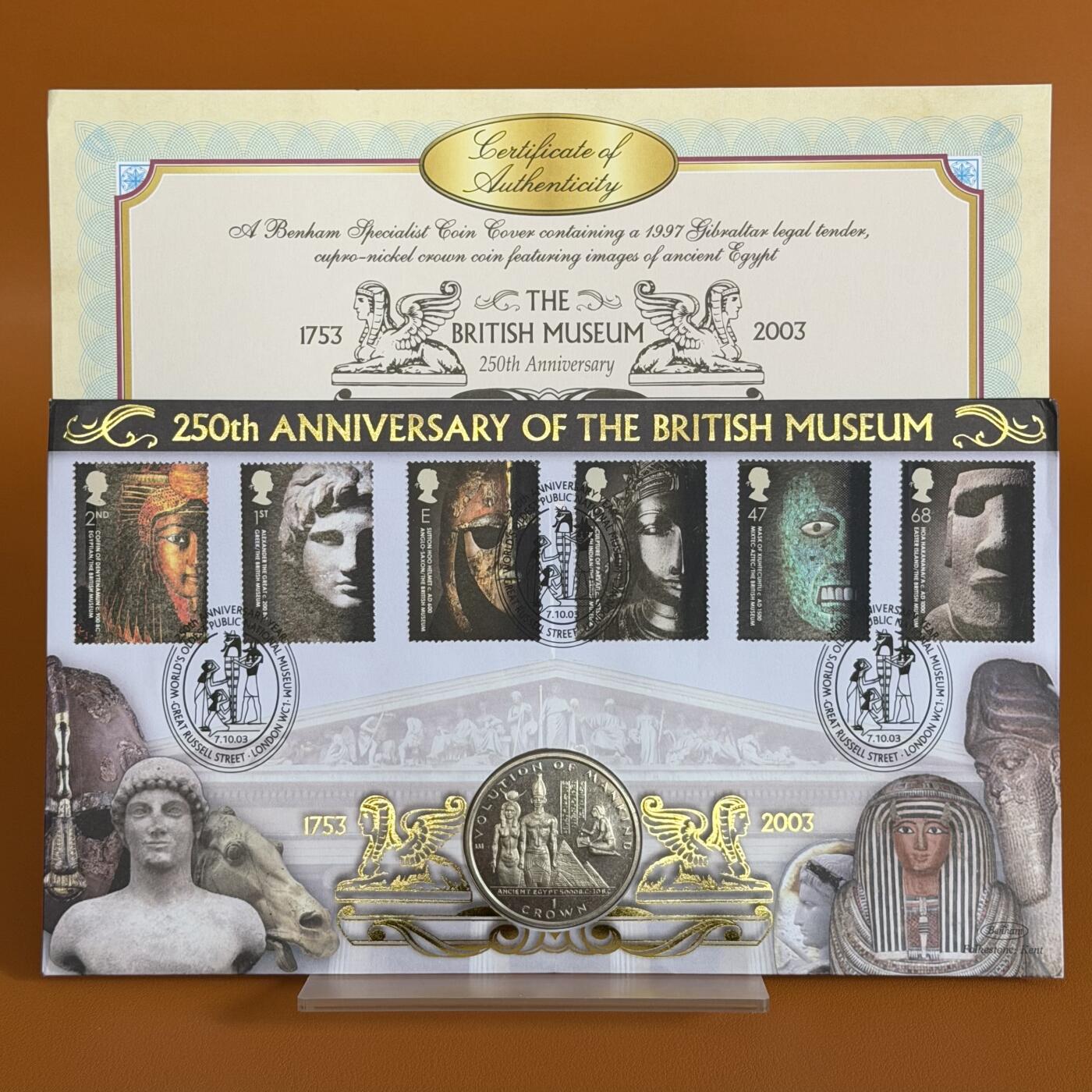 ＜星葵🌻钱币社＞散币克朗场第69期·2月3日发货 〈邮币封·发行量4000〉直布罗陀1997年人类进化·古埃及1克朗纪念币