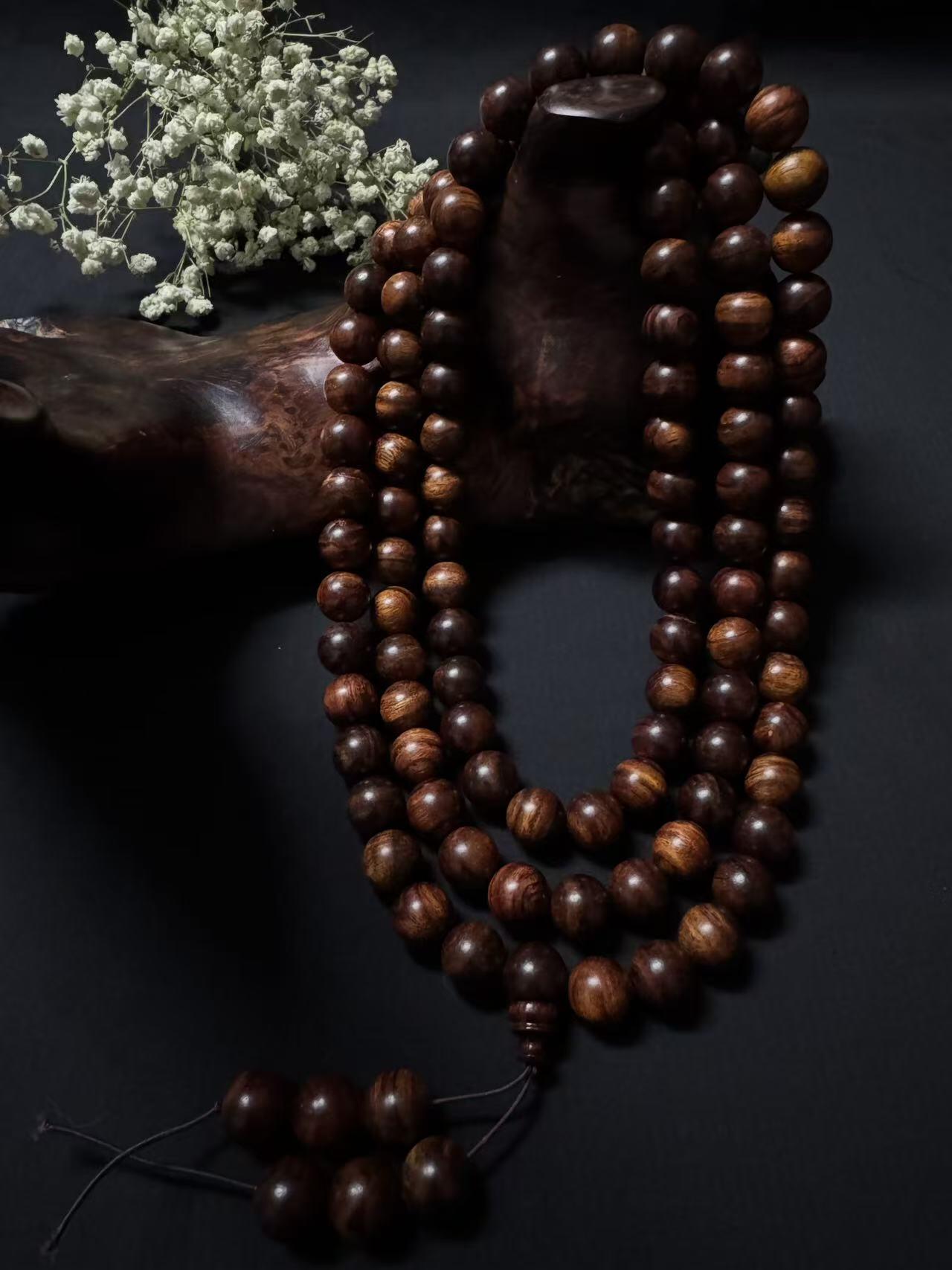 零元拍：海南黄花梨 108/1MM 长串佛珠