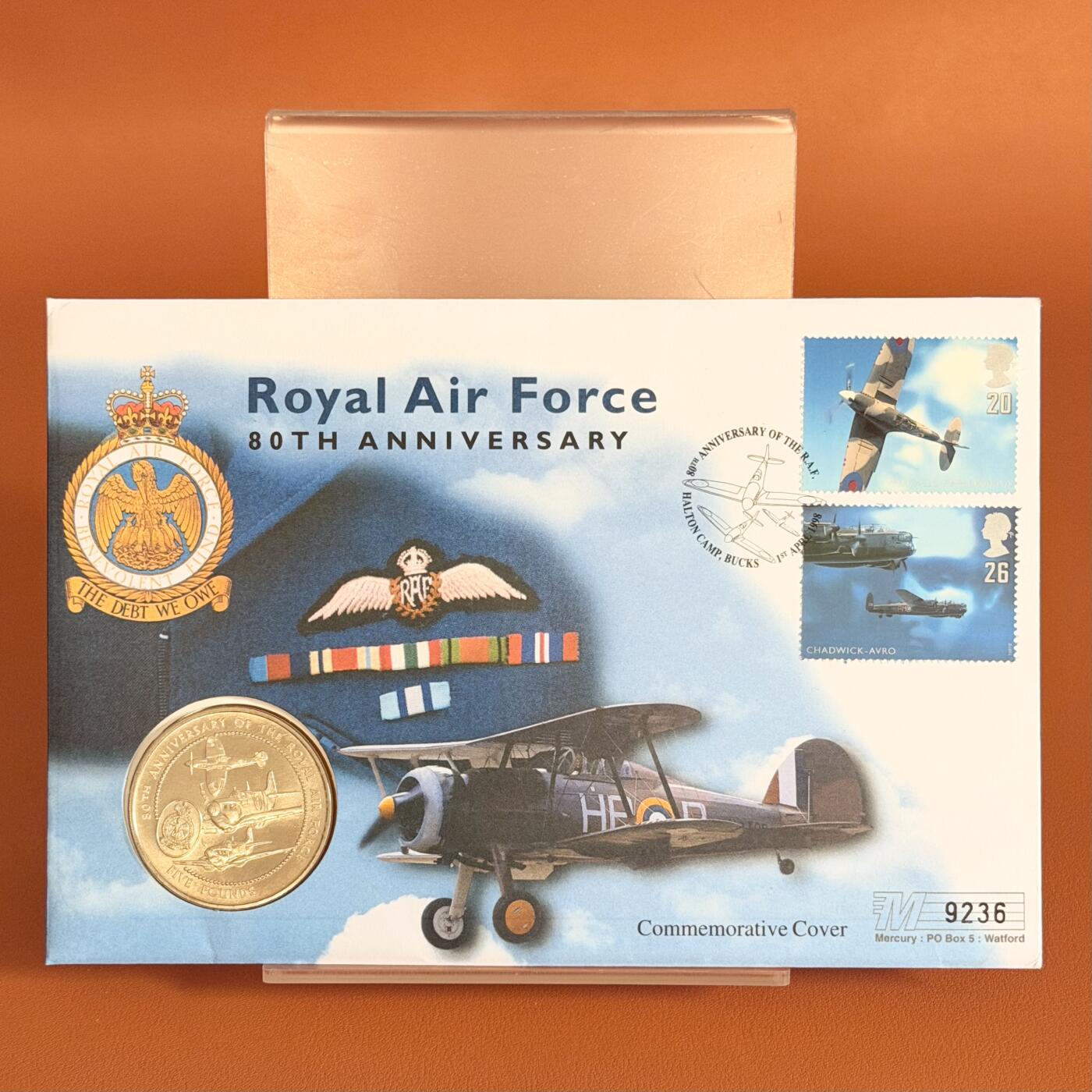 ＜星葵🌻钱币社＞散币克朗场第69期·2月3日发货 〈邮币封〉根西岛1998年皇家空军成立80周年5镑克朗型纪念币