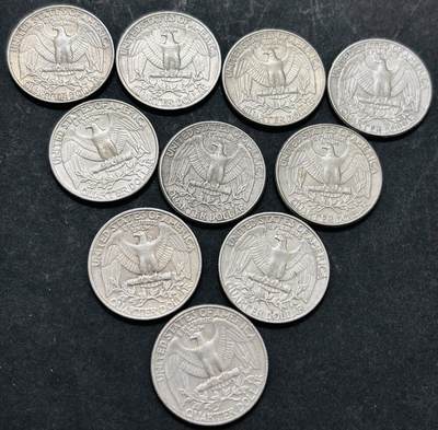 文馨钱币收藏 2026新年第五场（第 291 场）【长期接代拍品】 - 1980年美国华盛顿白头鹰 25 美分 10 枚