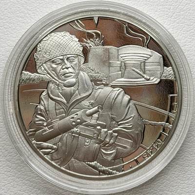 ＜星葵🌻钱币社＞散币克朗场第69期·2月3日发货 - <发行量19995·根西岛和泽西岛联合发行>泽西岛2019年诺曼底登陆24小时·4点45·占领默维尔炮台5镑克朗型精制纪念币