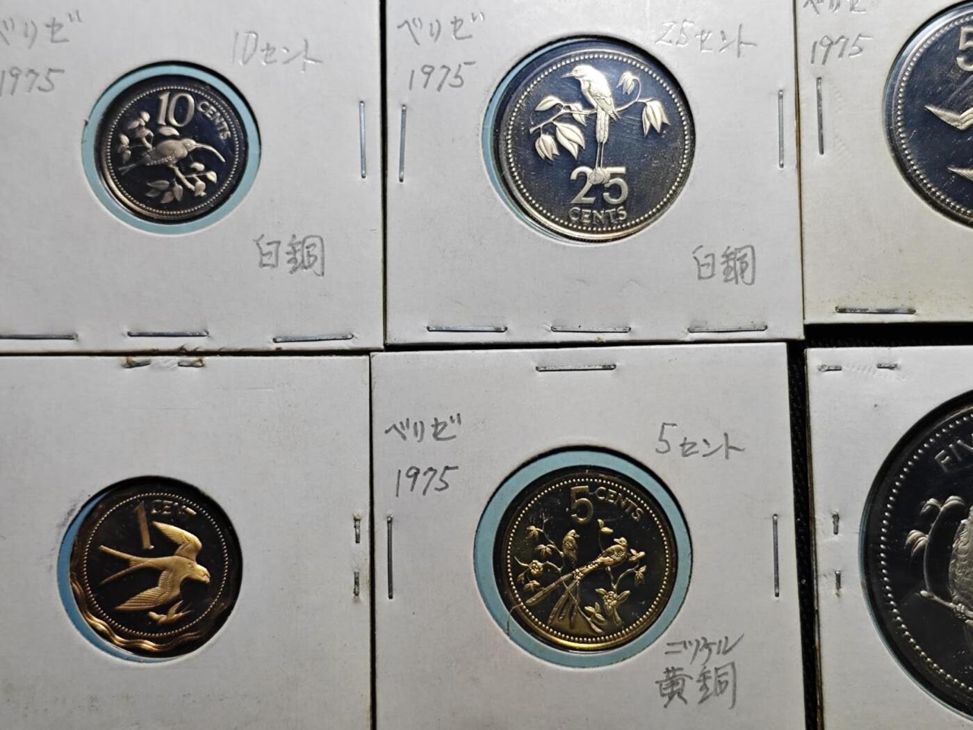 KK钱币收藏小铺  第398期 百期特拍（四拍之二） 2月预留时间 周末发货  1975伯利兹大小面值清年精制 铜镍套币 鸟版！