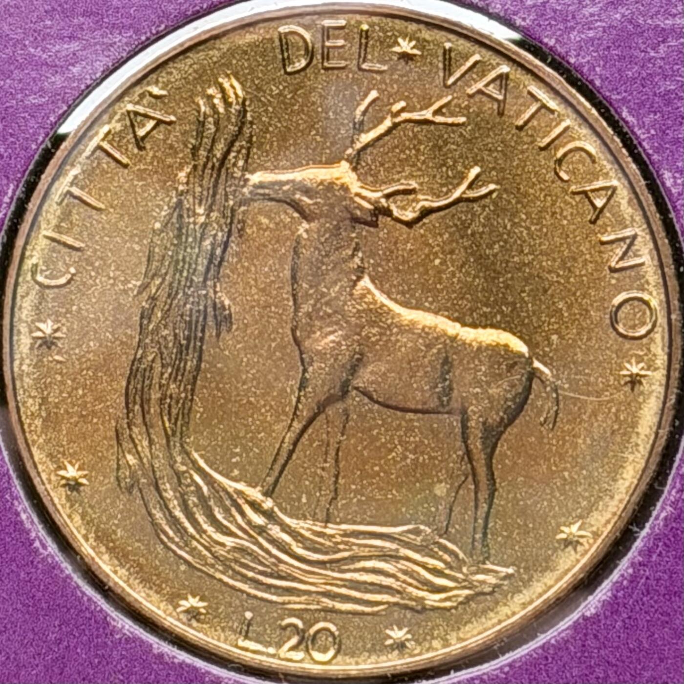 ＜星葵🌻钱币社＞散币克朗场第69期·2月3日发货 〈邮币封〉梵蒂冈1970年马鹿20里拉硬币