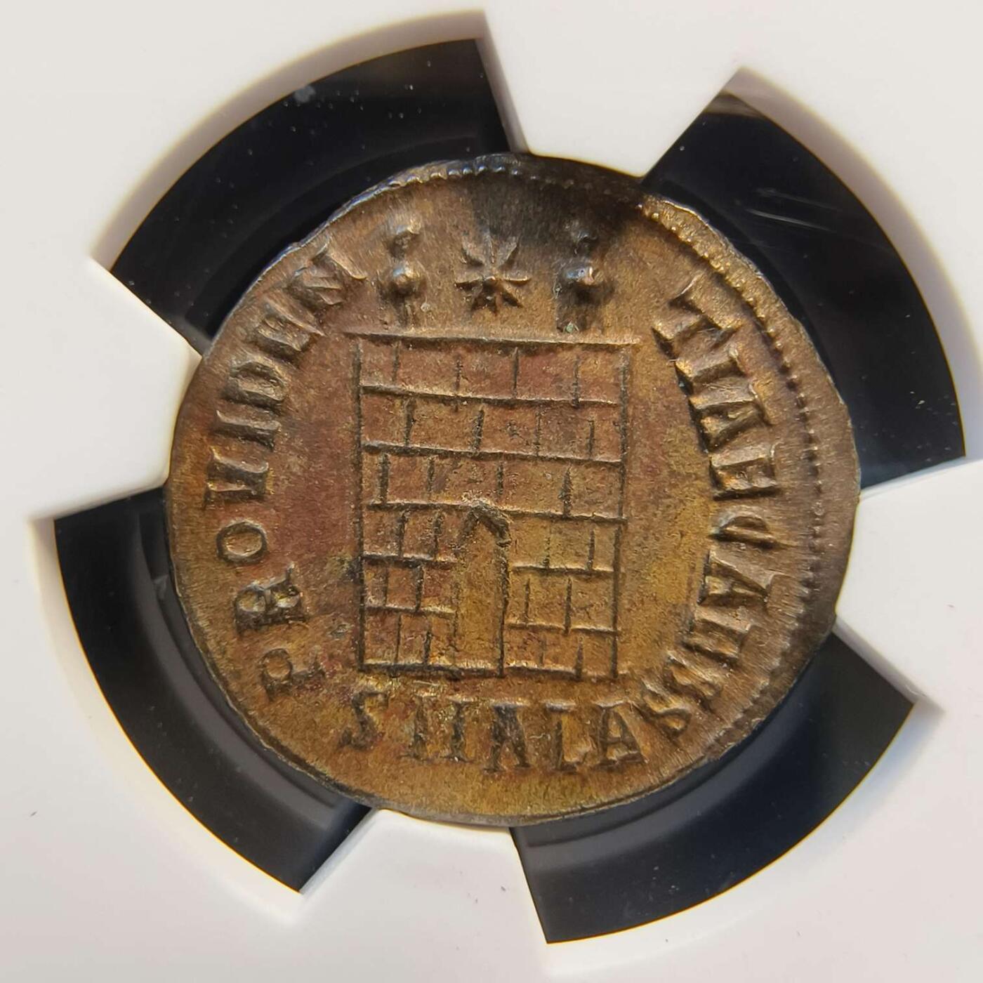 七河·世界币章矿标杂件每周小拍（总第36期）（周一结标） 精品（28）k627古罗马帝国铜币 君士坦提乌斯二世 华夏评级AU55