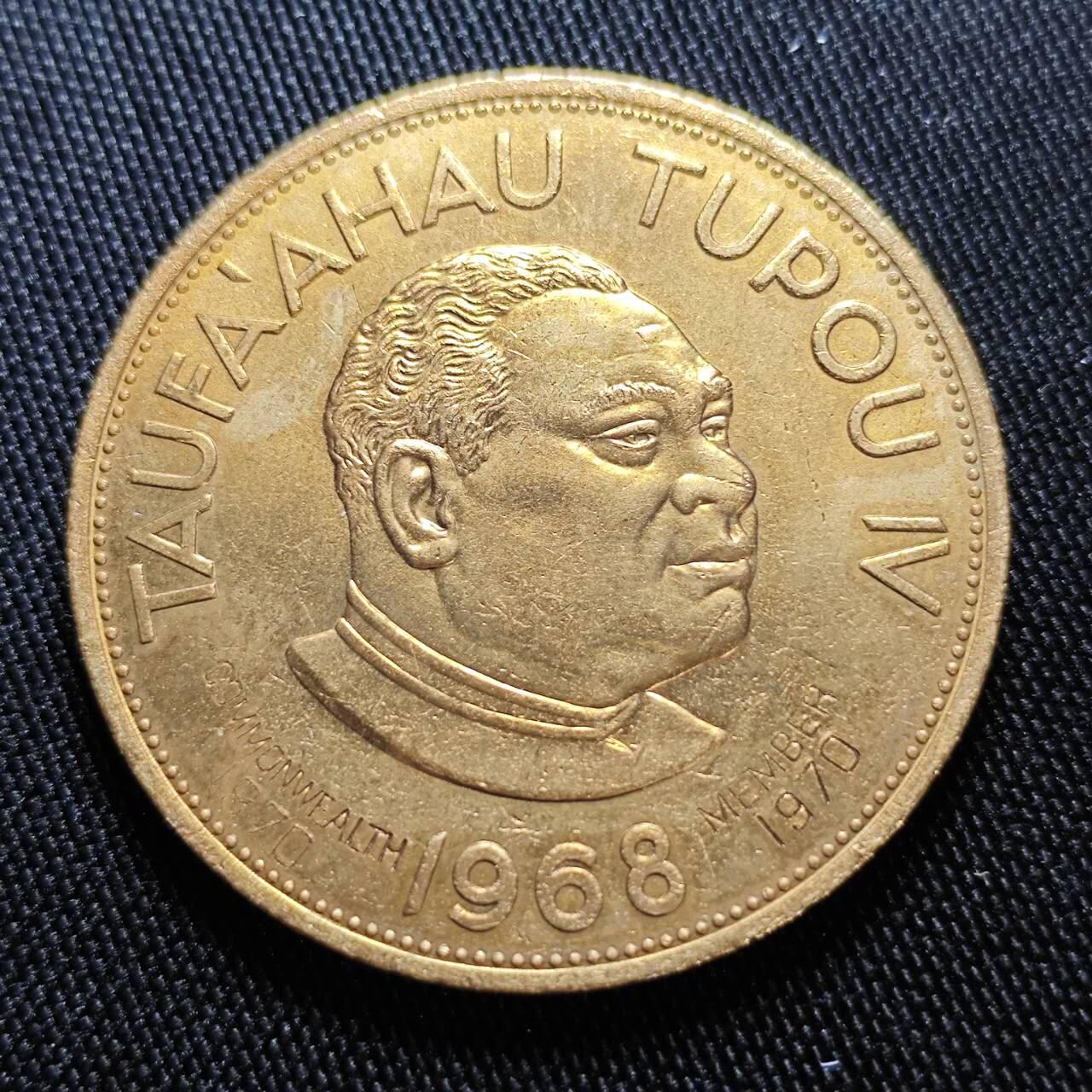 KK钱币收藏小铺  第398期 百期特拍（四拍之二） 2月预留时间 周末发货  1968汤加2潘果大镍币 镀金 加字版