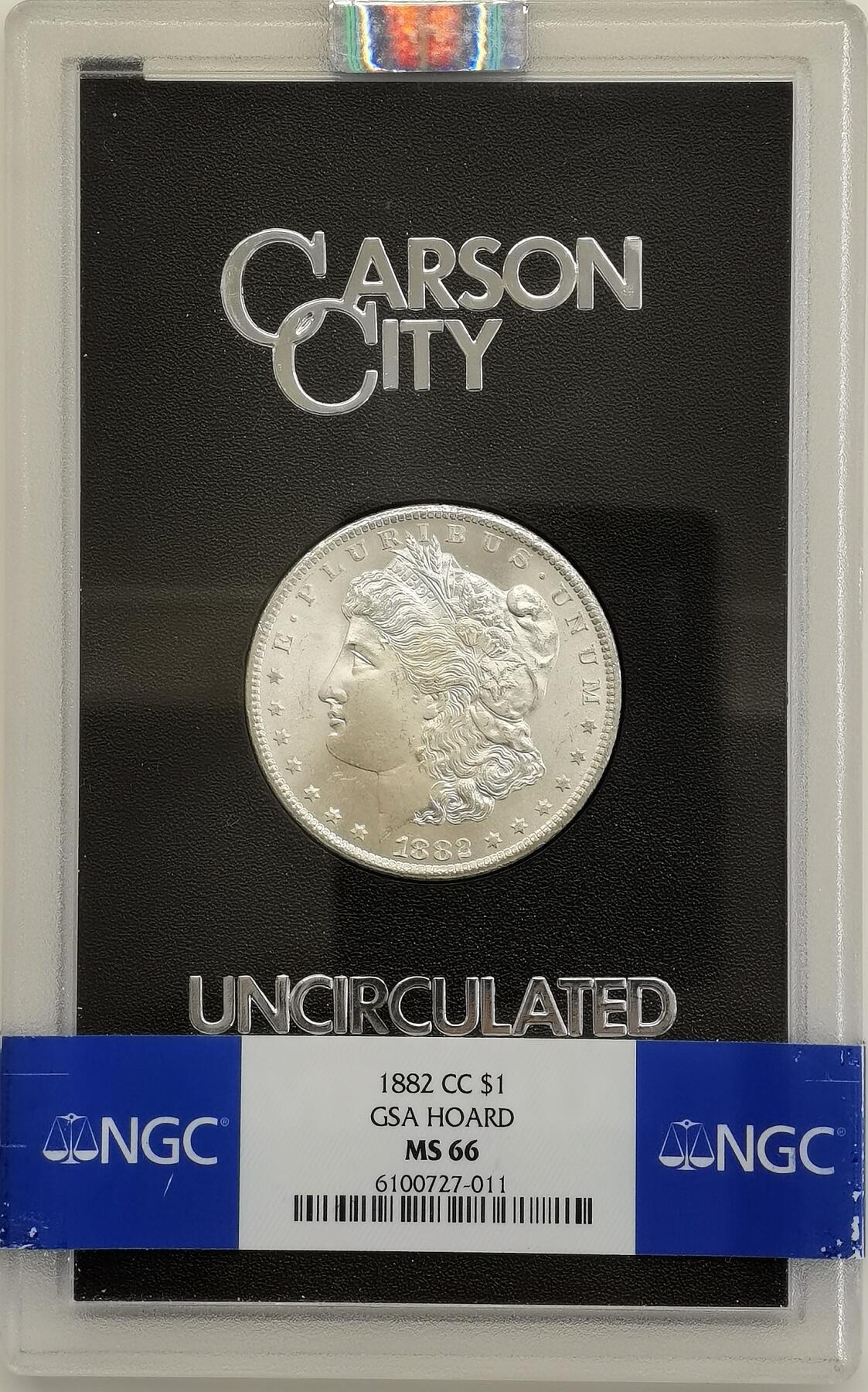 博洋堂世界钱币拍卖第159期（全场包邮） NGC MS66 美国1882 CC 摩根 卡森厂 GSA大封装 品相极其完美 高分难得 一枚毕业