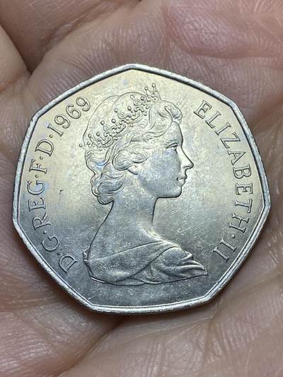 2026年第十六场(总第一百八十五场）外国好品散币场(免佣金) - 英国🇬🇧1969年50新便士(伊丽莎白二世中年花冠，十进制第一版首发年)