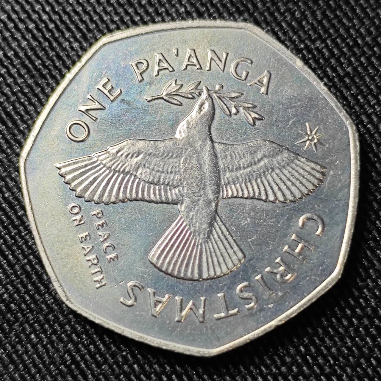 KK钱币收藏小铺  第398期 百期特拍（四拍之二） 2月预留时间 周末发货  1985汤加1潘果纪念币 圣诞节和平鸽纪念 发行量仅5千 稀少品种！