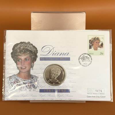 ＜星葵🌻钱币社＞散币克朗场第69期·2月3日发货 - 〈邮币封〉纽埃1998年戴安娜王妃1元克朗型纪念币