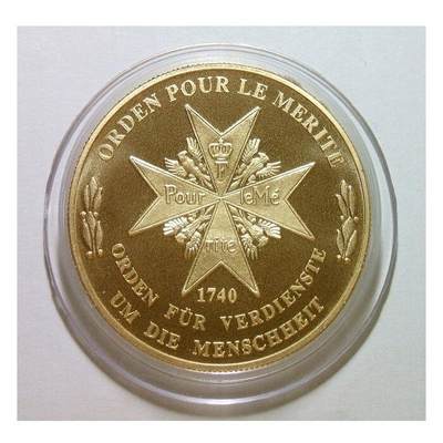 德国1991年普鲁士 十字勋章+大炮鹰徽高浮雕精制大镀金章 40MM - 德国1991年普鲁士 十字勋章+大炮鹰徽高浮雕精制大镀金章 40MM