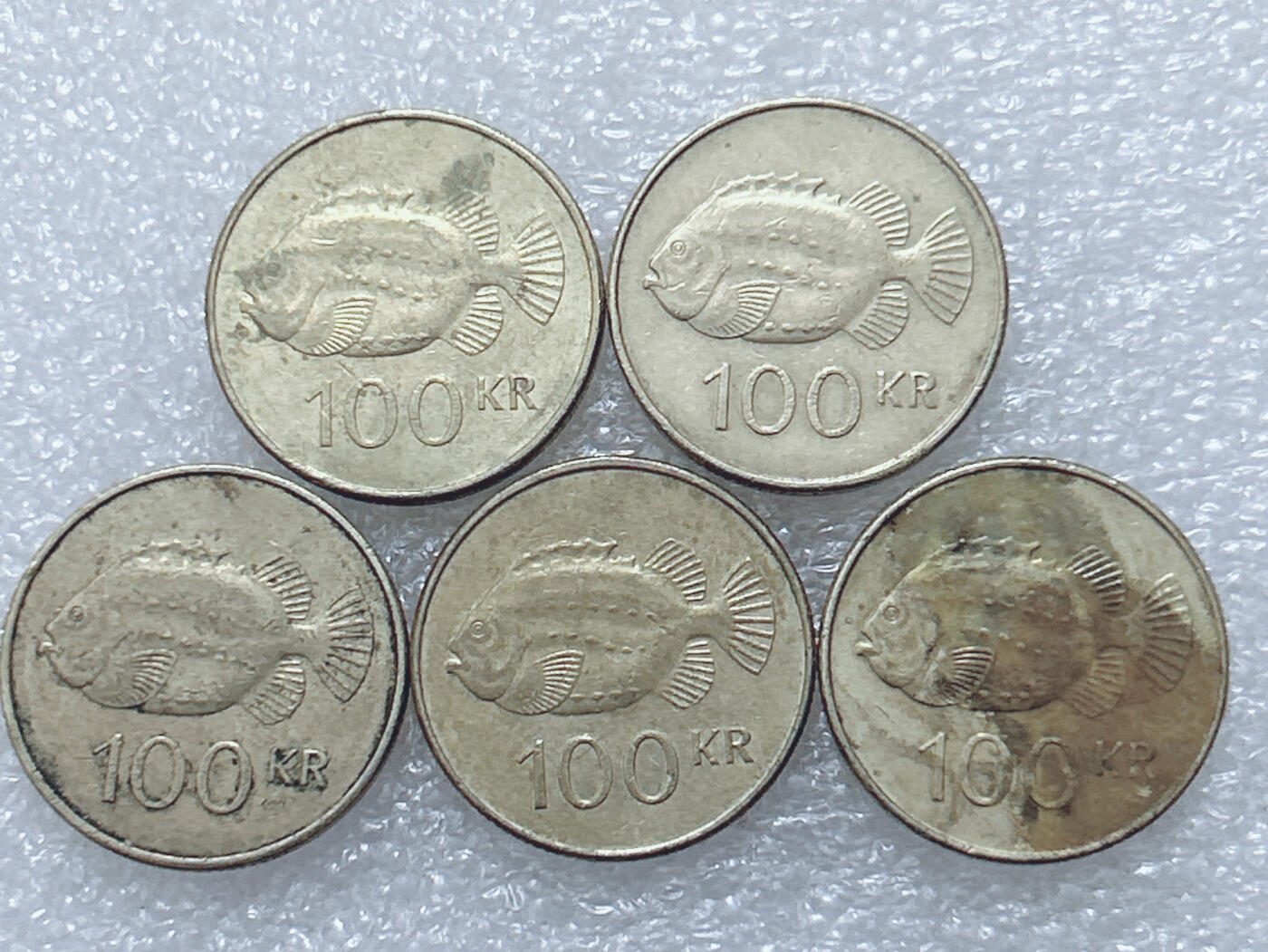 第一海外回流一元起拍收藏 散集专场  第297期 冰岛100克朗硬币 5枚