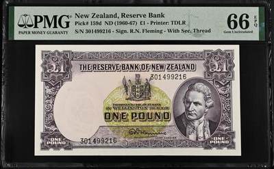 《艾美收藏》第230期-2.1周日外币年前精品场 - 新西兰1镑 PMG66E 1960-1967年 亚军分