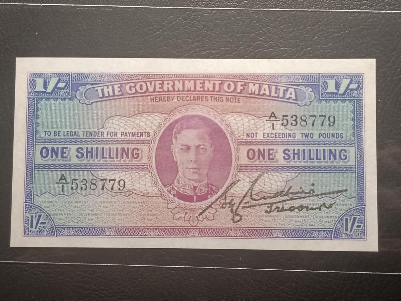 2026二月第一期，总215期 英属马耳他1943版1先令UNC-首冠A/1，乔治六世国王，稀有英属殖民地品种