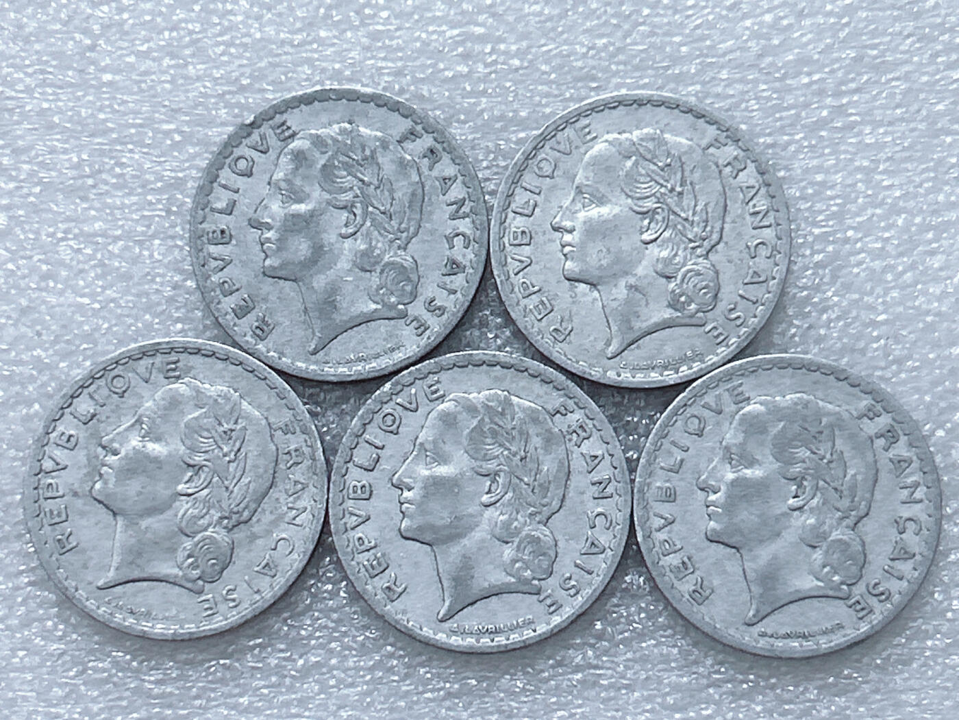 第一海外回流一元起拍收藏 散集专场  第297期 法国1947年5法郎铝币 5枚