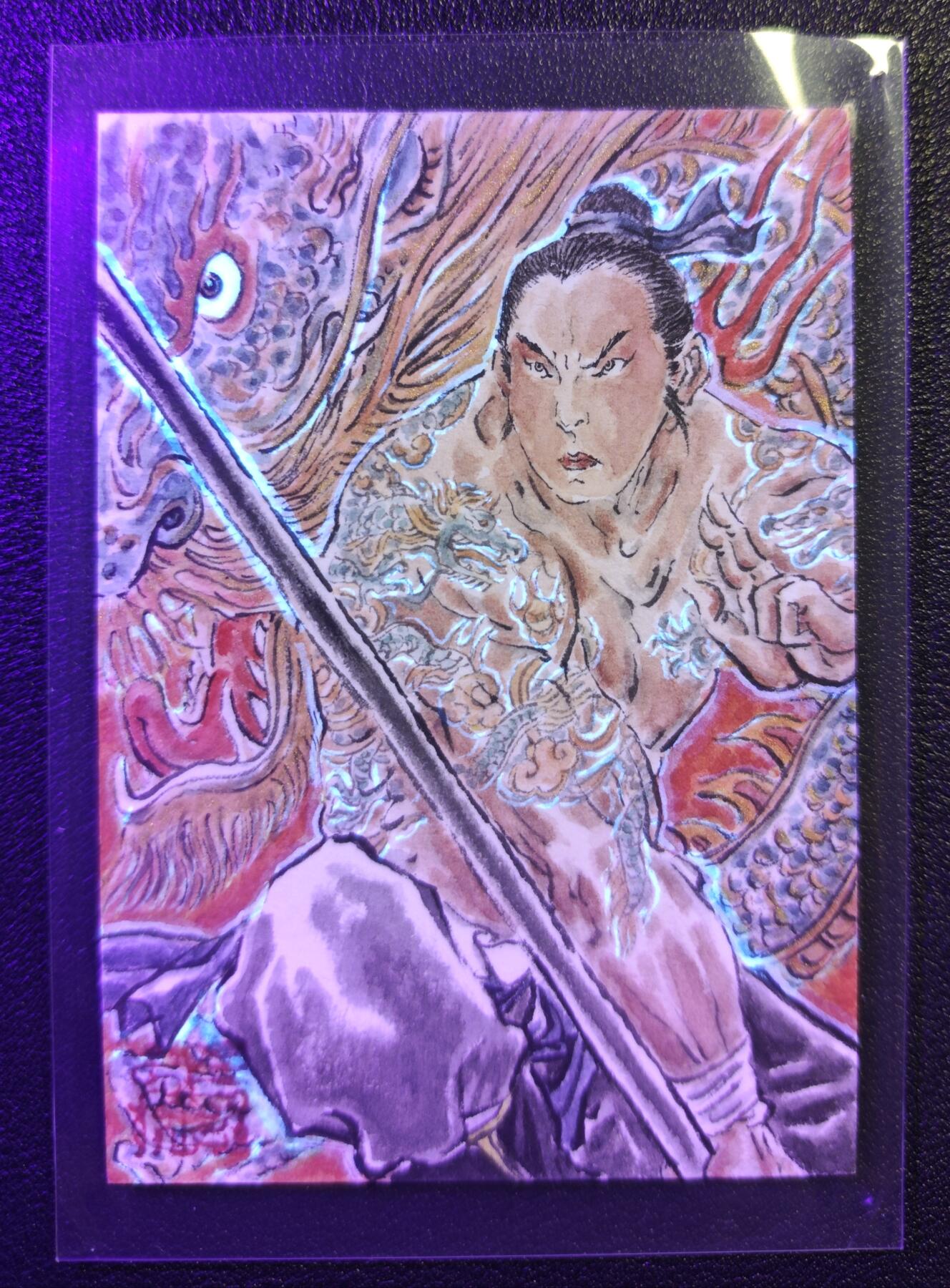 天玑星卡拍第167期《2.2周一截拍》持续收拍收评中 满赠卡需备注 【手绘卡】张先军 九纹龙史进 手绘卡 卡背题字